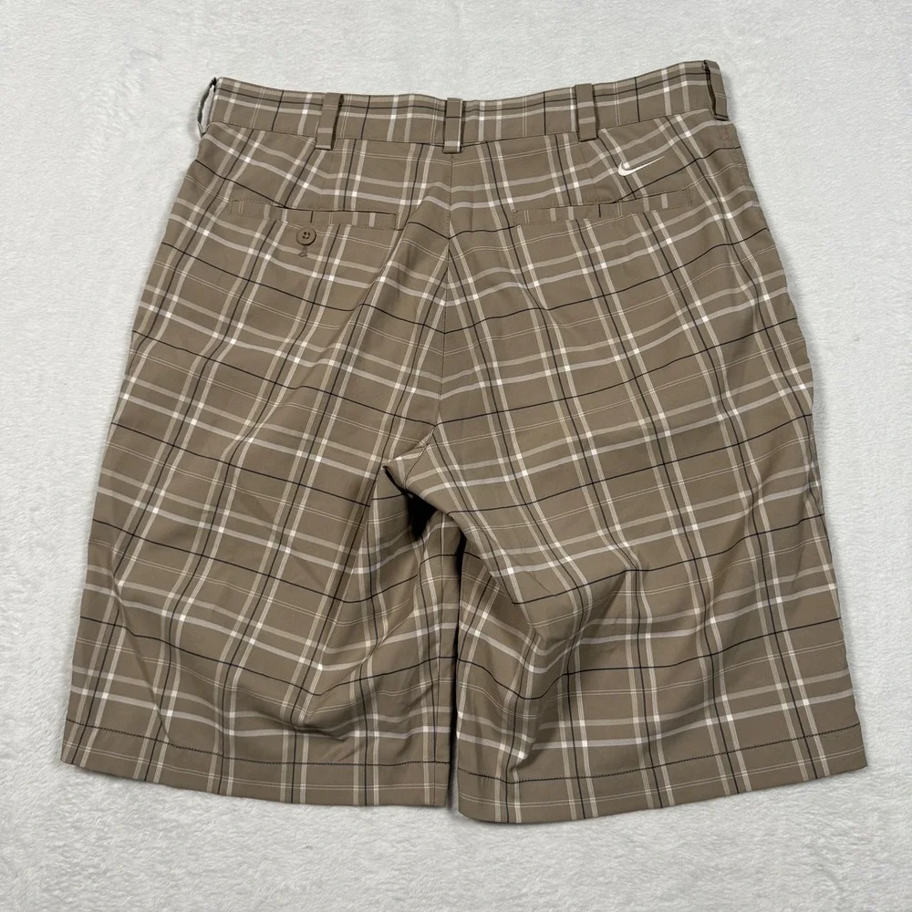 Nike Golf‎ Shorts Mens 32 Brown Plaid Dri-FIT Performance Lightweight Athletic